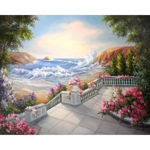 Diamond Painting Full Square Spring Scenery Home Decoration Accessories Bead Work Handmade 5D DIY Sea Flowers Painting By Number