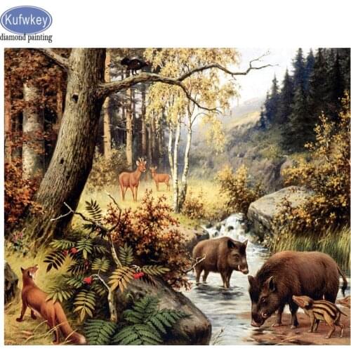 Forest pig,deer Diamond Painting Full Square/round drill Mosaic Rhinestones of Pictures 5d diy Diamond Embroidery animal.arts