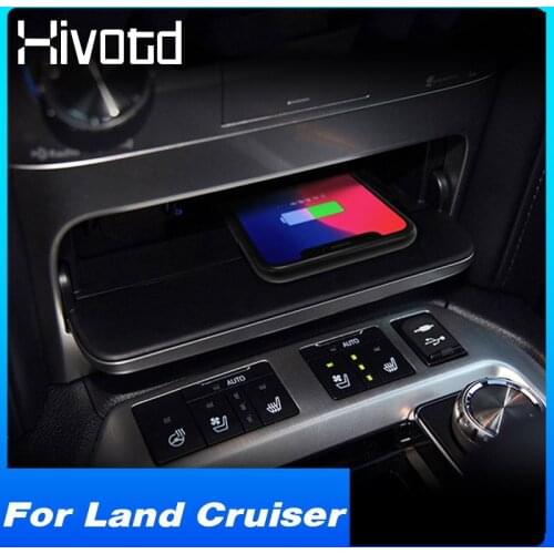 Wireless Charger QI Interior Accessories Car Modification Phone Fast Charging Plate Holder For Toyota Land Cruiser 200 2016-2019