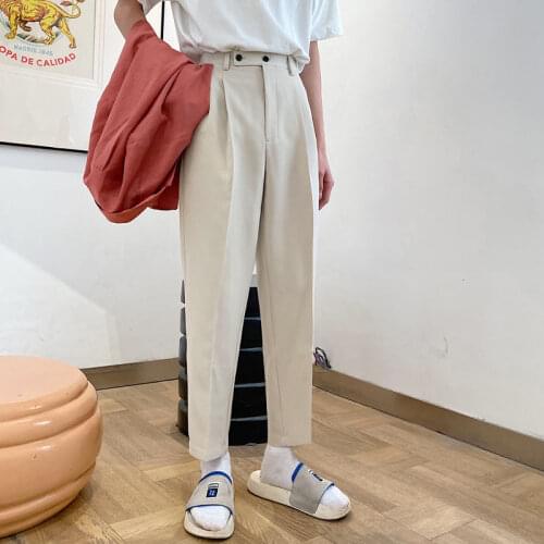 Spring Summer Suit Pants Mens Slim Fashion Solid Color Business Casual Pants Men Korean Straight Dress Pants Mens Trousers