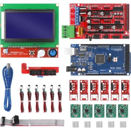 CNC 3D Printer Kit with Mega 2560 Board,RAMPS 1.4 Controller ,LCD 12864 , A4988 Stepper Driver for Arduino