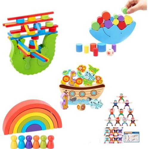 Wooden Balance Toy Kids Crocodile Balance Game Beam Toy Cognitive Montessori Early Education Interactive Toys for Children Gifts
