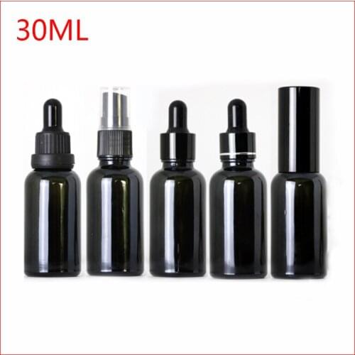 30ml Travel black Lids Dropper Bottle Portable Aromatherapy Esstenial Oil Bottle Empty Refillable Cosmetic Containers 500pcs