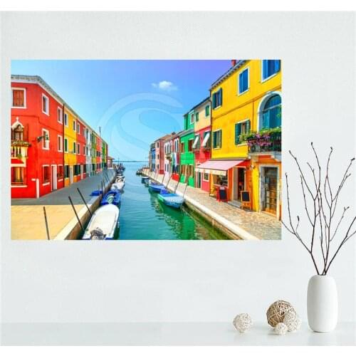 E#627L2 Custom Italy Houses Venice Canvas Painting Wall Silk Poster cloth print DIY Fabric Poster free shipping Y2