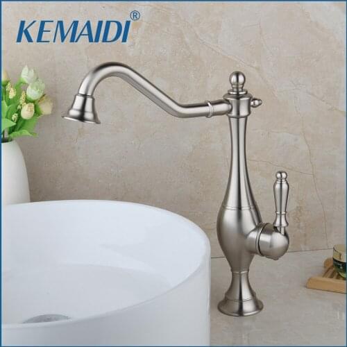 KEMAIDI Chrome 360 Degree Swivel Kitchen Faucet 304 Stainless Steel Brushed Nickel, Hot and Cold Single Lever Sink Faucet Crane