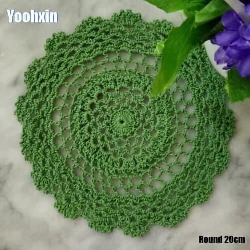 Handmade flower cotton round placemat cup pan coaster mug kitchen wedding drink table place mat cloth lace Crochet tea doily pad