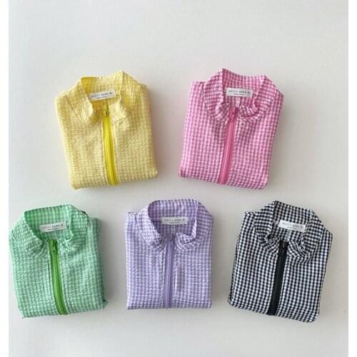 Summer Children Wear Girls Thin Plaid Sunscreen Breathable Coat Fashion Ins Korean Makaron Cardigan Kids Clothes For 1-5y Boys