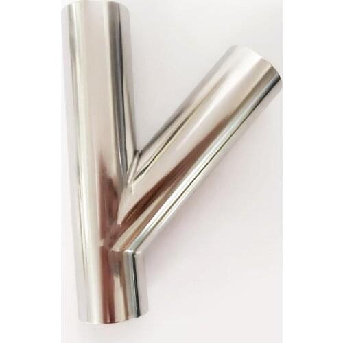 63mm 2.5" Pipe OD Butt Welding Oblique Y-Shaped 3 Way SUS 304 Stainless Sanitary Fitting Spliter Homebrew Beer Wine