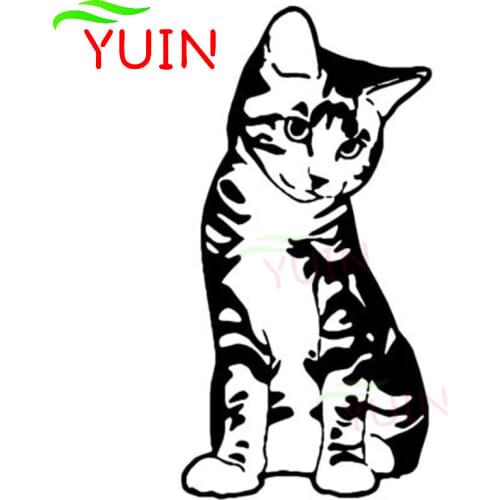 Kitten Cat Sitting Posture Cute Animal Decal Fashion Decoration PVC Waterproof Sunscreen Sticker Black/White/Red/Laser/Silver