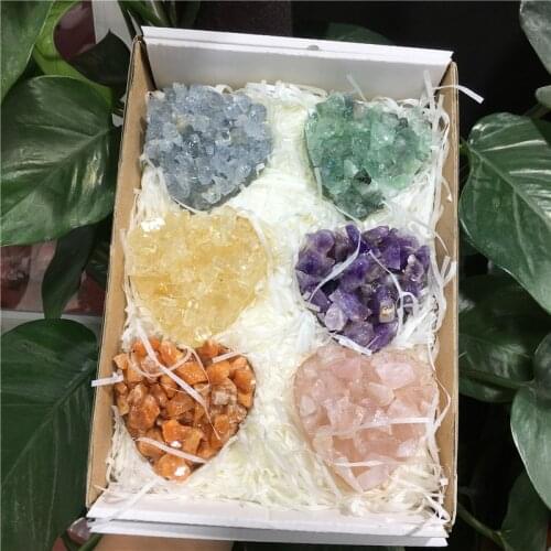 Natural Amethyst Crystal With ResinHeart Hand Made Quartz Gemstones Chakra Stone Balancing Collector Reiki Healing