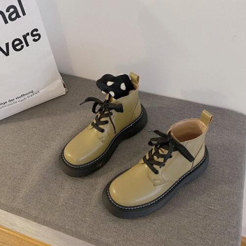 2021 new big toe boots, thick soled lace up real Martin boots, womens high boots and ankle boots