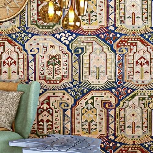 Wallpaper Bohemian ethnic style Southeast Asia style living room bedroom background wall living room bedroom PVC vinyl
