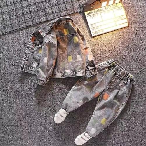 Baby Boy Suit 2-8 Years Old Cotton Casual Denim 2-piece Childrens Clothing Toddler Boy Clothing Toddler Kids Trendy Streetwear