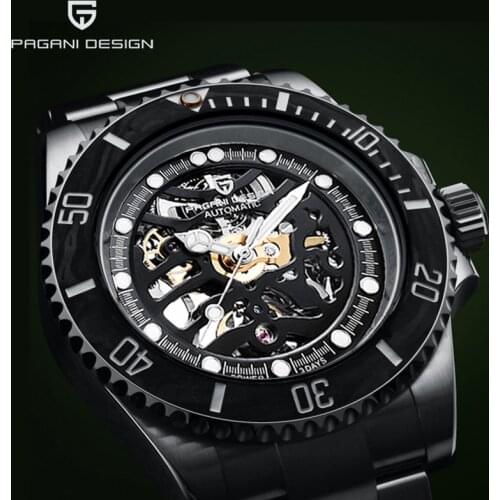 PAGANI DESIGN 2020 New Mens Mechanical Watches Skeleton Automatic Watch Men 100M Waterproof Sapphire Mirror Clock Reloj Hombre