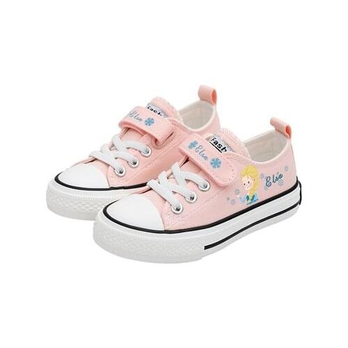 Disney Cartoon girls frozen elsa canvas shoes kids shoelace soft casual shoes Europe size 24-37