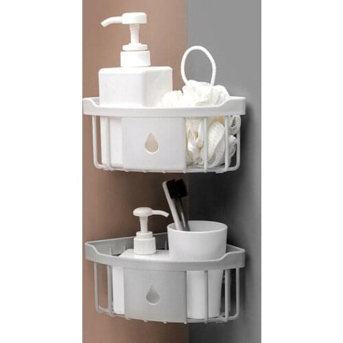 Bathroom Shelf Adhesive Storage Rack Corner Holder Shower Suction Shampoo Basket