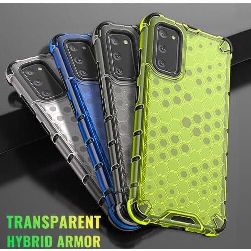 Shockproof Armor Phone Case For Samsung Note 20 S21 Ultra Cases For Samsung A31 A51 A71 Honeycomb Transparent Hard PC Back Cover