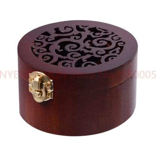 Carved Simple Retro Style Mini Round Vintage Wood Case Music Box Clockwork Hollow Music Box Nice Gift Size 8.5*4.8cm 20pcs