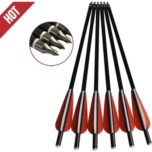 6/12X 14" 16" 18" Fiberglass Arrow Crossbow Bolts Archery Hunting 3" TPU Vane Flat Red White Color 8*6mm Outdoor Free Shipping