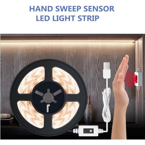 LED Hand Sweep Strip Light USB Wall Lamp Backlight Lighting Flexible Tape Decor Bedroom Kitchen Cabinet Smart Auto On Off Light
