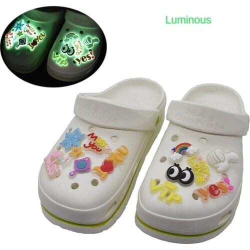 1pcs Cartoon Phrase Luminous Shoes Decorated for Jibz Garden Shoes DIY Accessories