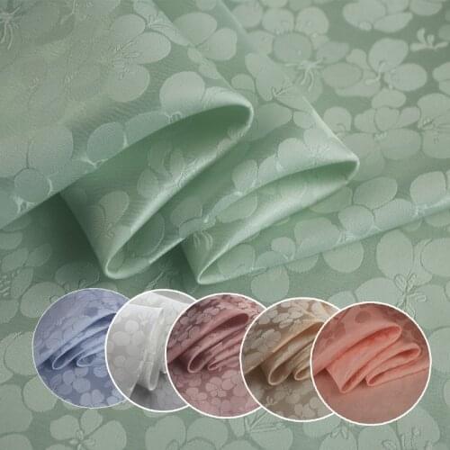 Heavy Silk Satin Material For Dress Gowns Floral Jacquard Silk Cotton Fabric Charmeuse