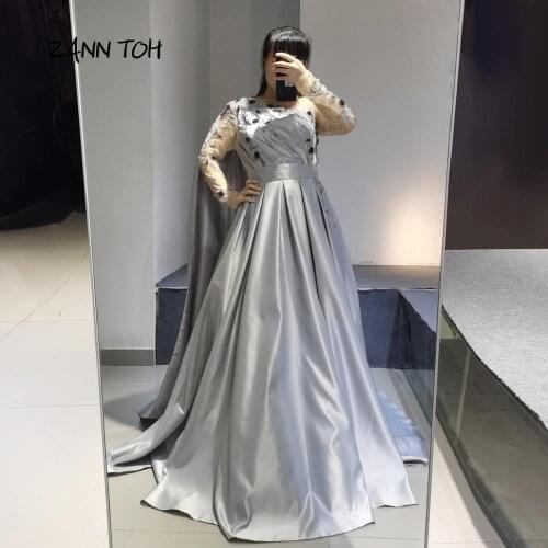 Evening Dresses Long Luxury 2020 Beading Long Sleeve Dubai Evening Dress Plus Size Robe De Soiree
