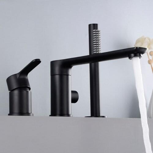Black plated brass Bathtub faucet top quality Rotatable bathroom shower faucet 3 holes cold and hot water Bathtub faucet tap