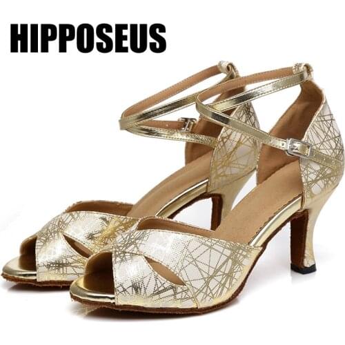 New Hipposeus Women Dance-Shoes Girls Ballroom Latin Tango Modern Salsa Dancing Shoes Ladies Soft Bottom High Heel Dance Shoes