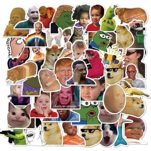 50PCS Classic Meme Stickers DIY Fridge Guitar Laptop Fridge Bike Luggage Skateboard Graffiti Joke Sticker Decal Kid Toys Gift