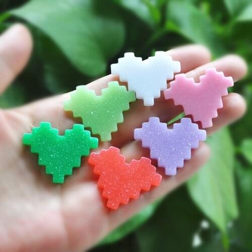 20pcs resin glitter heart for DIY decoration hair craft nail decoration mixed colors
