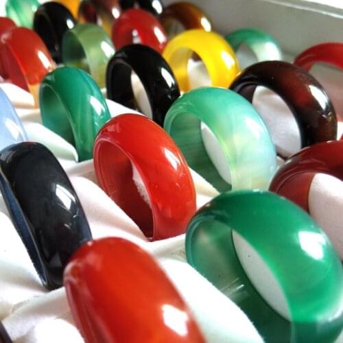 20pcs Luxury Color Mix Glass Rings Men Noble Elegant Band Ring Women Unique Charm Rings Great Gift Wholesale Quality Jewelry