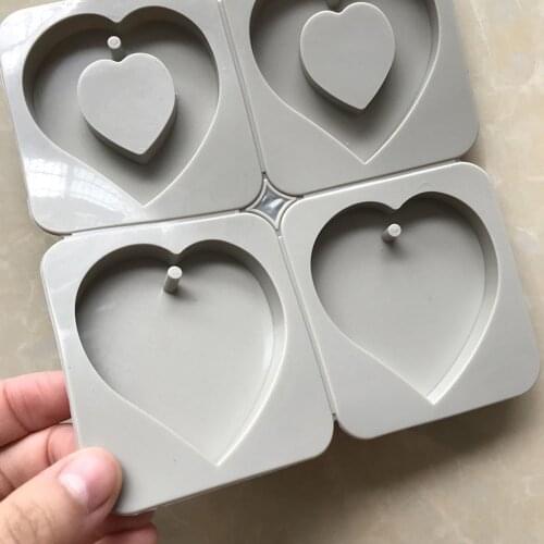 4hole Love Heart Shape Candle Silicone Mold Crystal Epoxy Resin Candle Mold Diy Aromatherapy Soap Handicraft Jewelry Decoration