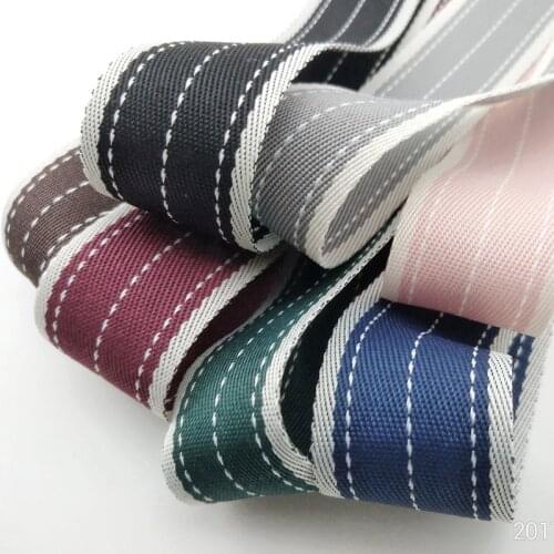 5meter/lot 25mm Korean New Double-Sided Polyester Cotton Striped Dress Headwear Ribbon Material blue ribbon T-017