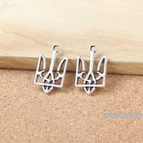 50 pcs Vintage Charms Coat of arms of Ukraine Pendant Antique silver Fit Bracelets Necklace DIY Metal Jewelry Making 20116