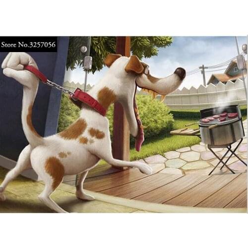 DIY Diamond Painting Cross Stitch Needlework Cartoon Animal Greedy Dog Round Diamond Embroidery Christmas Decoration For Home