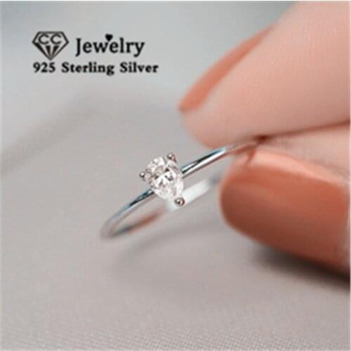 CC Simple Jewelry Wedding Rings For Women Water Drop Cubic Zirconia 925 Silver Ring Engagement Bijoux Drop Shipping CC1610