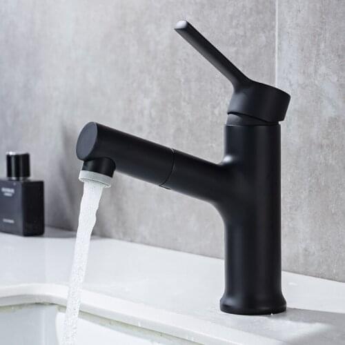 Black pull out tap from bathroom nozzle spray nozzle tap from the hot water sink and cold mixer water faucets