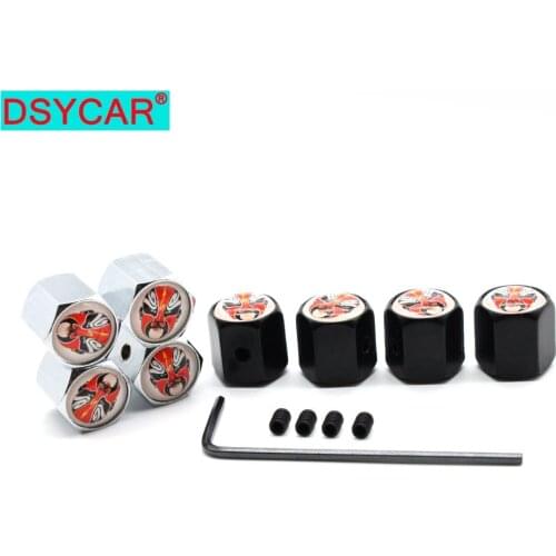 DSYCAR 1Set Zinc Alloy Anti-theft Red Face Makeup Logo Car Tire Valve Caps Wheel Tires Tire Stem Air Cap Airtight Covers