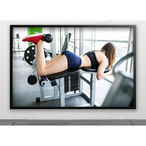 Bare-handed Aerobic Exercise Fitness Bodybuilding Women Sexy Beautiful Strong Wall Posters Silk Art Painting For Home Bedroom