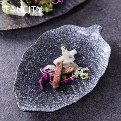 FANCITY Underglaze ceramic plate fish plate special-shaped plate creative leaf-shaped plate vegetable plate snack plate Japanese