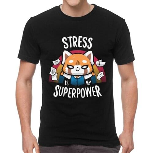 Aggretsuko T Shirts Men Short Sleeve 100% Cotton T-shirts Aggressive Retsuko Tee Harajuku Tshirts Gift