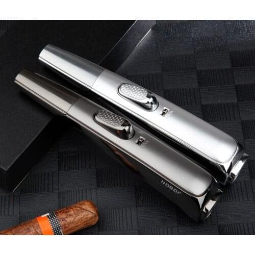 Jobon 2020 Long Torch Lighter Jet Gas Cigar Lighter Turbo Windproof Powerful Metal Spray Gun Kitchen Pipe Lighter Outdoor
