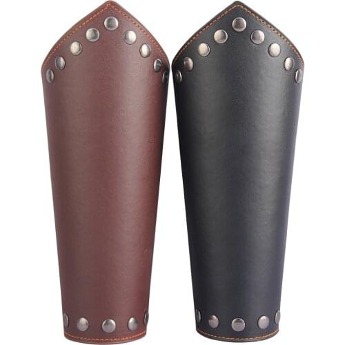 Leather Gauntlet Wristband Bracers Arm Armor Cuff Viking Cosplay Props