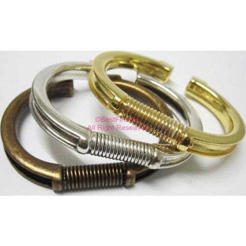 Leather bracelet clasp Spring cuff bracelet with groove