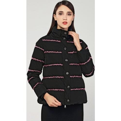 Women newest stand collar short duck down jacket female fashion thickened coat lady warm winter ink print extended down clothes