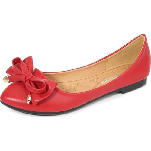 Lightweight large size flat bow tie shopping flat brand large size 36-46 flat bottom new trend womens shoes casual