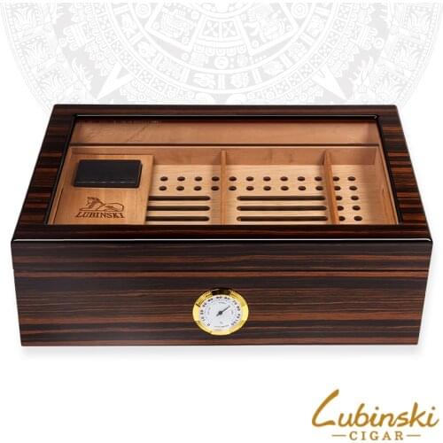 LUBINSKI New Cedar Wood Humidor Travel Visual Window W/Humidifier Hygrometer Outdoor Tobacco Cigar Case Box Smoking For Cohiba