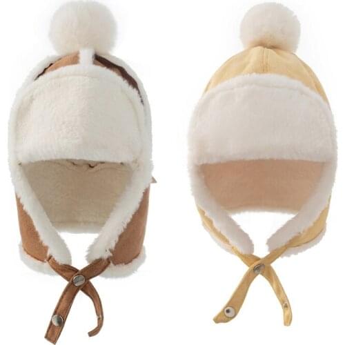 Cute Hat Toddlers Baby Girl Boy Flannel Earflap Hat Newborn Kids Beanie Cap Winter Soft Warm Cap Outdoor Skiing 2 Colors