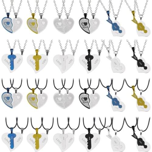 Fashion Ladies Necklace Stitching Couple Pendant Stainless Steel Necklace Chain 2020 Hot Selling Female Jewelry Gift